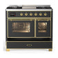 Ilve UMD40FNR3MGGLP Ilve Umd40Fnr3Mgglp Majestic Iii 40 Inch Dual Fuel Range With 6 Burners And Griddle, Dual Function Burner Up To 25,000 Btu (Liquid Propane, Triple Glass Door, Graphite Matte, Brass)