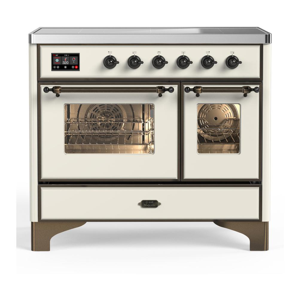 Ilve UMDIB40NR3AWB Ilve Umdib40Nr3Awb Majestic Iii 40 Inch Induction Range With 6 Elements, 3.82 Cu. Ft. Total Oven Capacity (Triple Glass Door, Antique White, Burnished)
