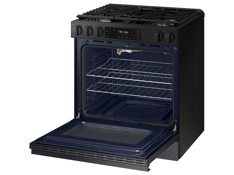 Samsung NSG6DG8100MT Bespoke 6.0 Cu. Ft. Smart Slide-In Gas Range With Precision Knobs In Matte Black Steel
