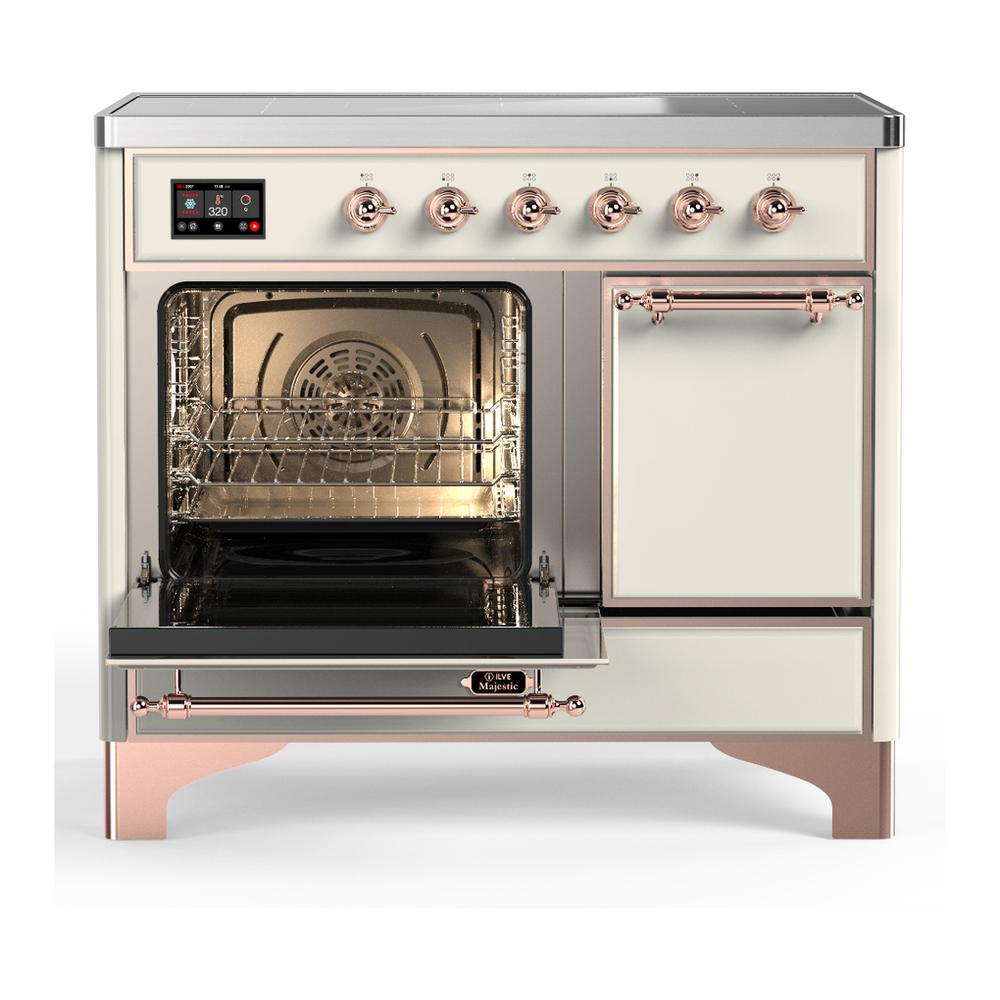Ilve UMDIB40QNR3AWP Ilve Umdib40Qnr3Awp Majestic Iii 40 Inch Induction Range With 6 Elements, 3.82 Cu. Ft. Total Oven Capacity (Solid Door, Antique White, Copper)