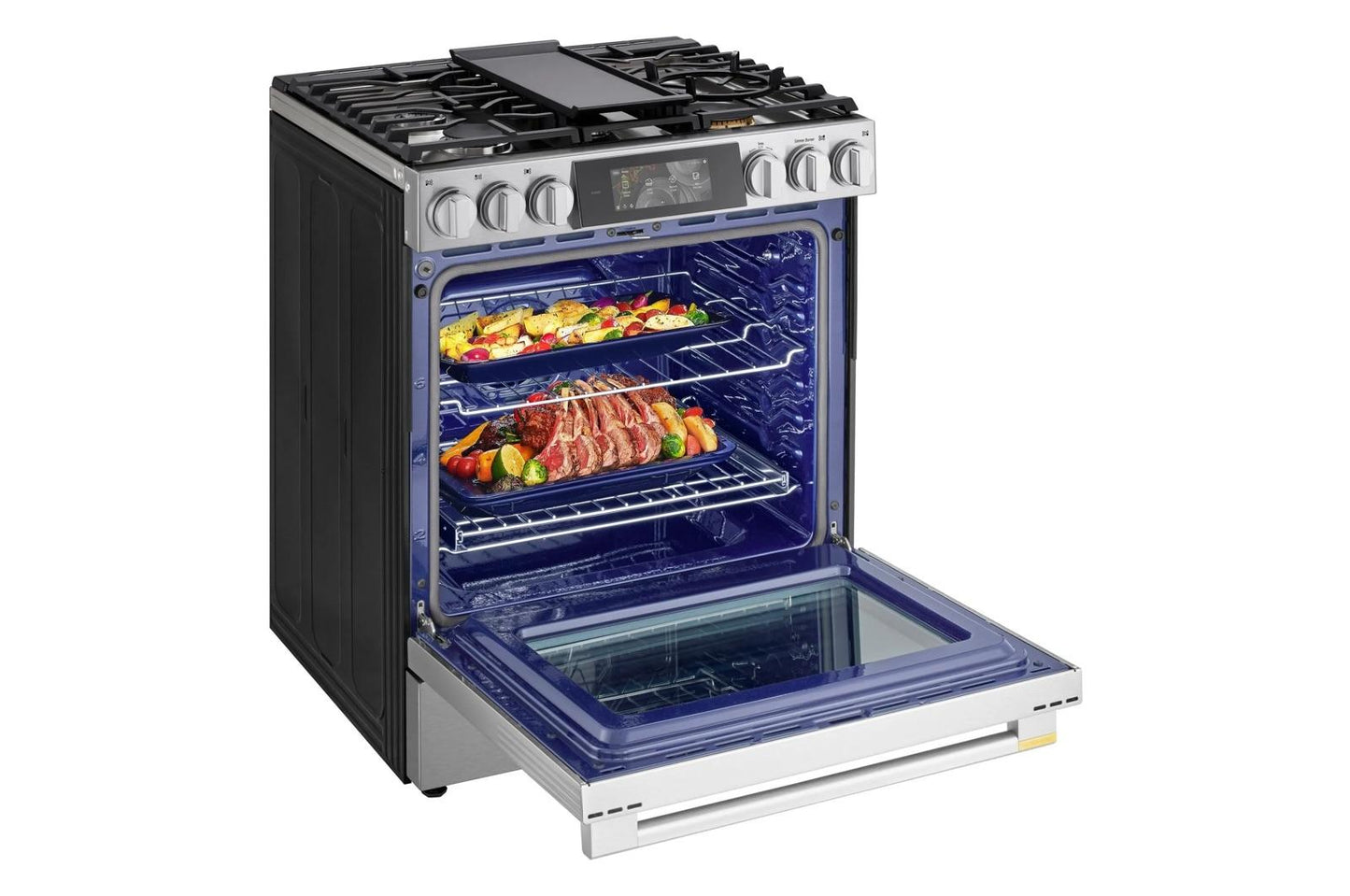 Lg LSGU6339X Lg Signature 6.3 Cu. Ft. Smart Gas Slide-In Range With Dynamic Probake Convection®, Air Fry, Air Sous Vide, Pizza Mode And Ai Gourmet Camera