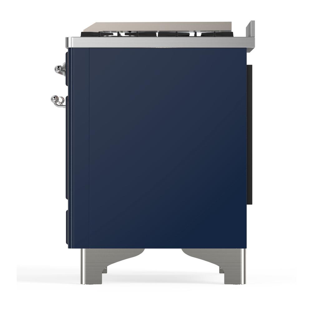 Ilve UM60FSQNR3MBC Ilve Um60Fsqnr3Mbc Majestic Iii 60 Inch Dual Fuel Range With 7 Burners, Griddle And French Top, Dual Function Burner With Up To 25,000 Btu (Natural Gas, Solid Door, Midnight Blue, Chrome)