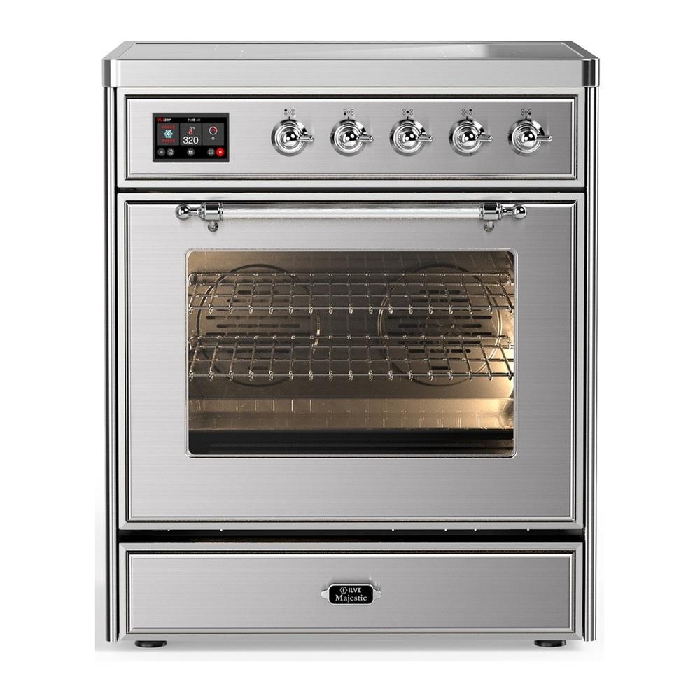 Ilve UMIB30NR3SSC Ilve Umib30Nr3Ssc Majestic Iii 30 Inch Induction Range With 4 Elements, 4 Cu. Ft. Oven Capacity (Triple Glass Door, Stainless Steel, Chrome)