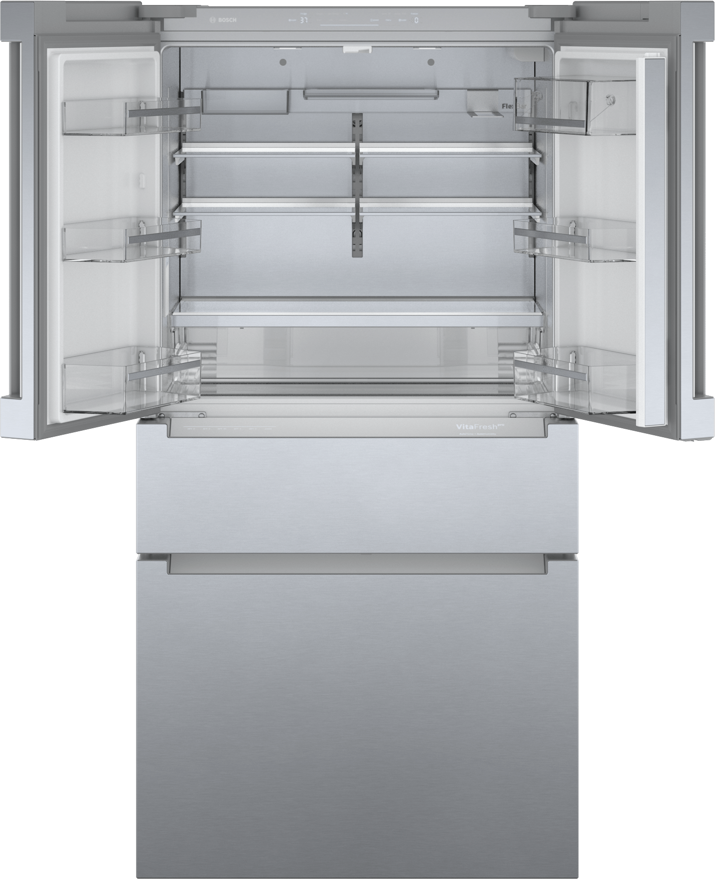 Bosch B36CL84ENS 800 Series, French Door Bottom Freezer, Multi Door, 36'', Brushed Steel (With Anti-Fingerprint)