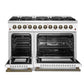 Forno FFSGS615648WHT Galiano 48-Inch Dual Fuel Range White & Antique Brass Design With 8 Sealed Burners 107,000 Btu, 6.58 Cu. Ft. Double Ovens & Griddle
