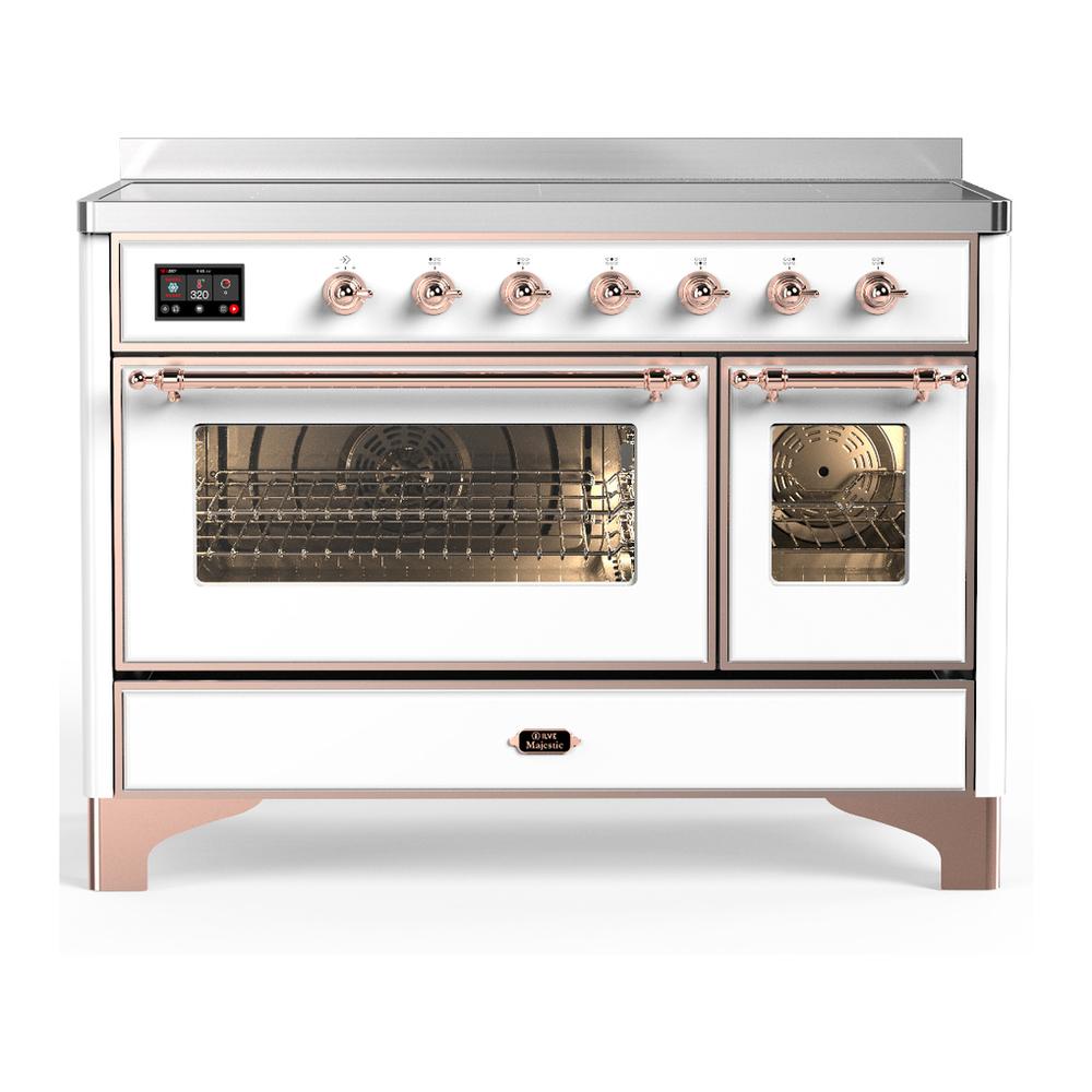 Ilve UMIB48NR3WHP Ilve Umib48Nr3Whp Majestic Iii 48 Inch Induction Range With 6 Elements, 5.02 Cu. Ft. Total Oven Capacity (Triple Glass Door, White, Copper)