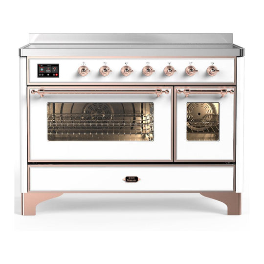 Ilve UMIB48NR3WHP Ilve Umib48Nr3Whp Majestic Iii 48 Inch Induction Range With 6 Elements, 5.02 Cu. Ft. Total Oven Capacity (Triple Glass Door, White, Copper)