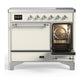 Ilve UMDIB40QNR3AWC Ilve Umdib40Qnr3Awc Majestic Iii 40 Inch Induction Range With 6 Elements, 3.82 Cu. Ft. Total Oven Capacity (Solid Door, Antique White, Chrome)