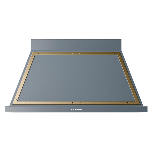 Ilve UANB48BGG Ilve Uanb48Bgg Nostalgie Ii Noblesse 48 Inch Range Hood With 600 Cfm (Blue Grey, Brass)