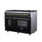 Forno FFSGS623948BLK Forno Massimo 48-Inch Black Freestanding Gas Range, 8 Burners, True Convection Oven
