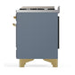 Ilve UM48FNR3BGG Ilve Um48Fnr3Bgg Majestic Iii 48 Inch Dual Fuel Range With 8 Burners And Griddle, Dual Function Burner Up To 25,000 Btu (Natural Gas, Triple Glass Door, Blue Grey, Brass)