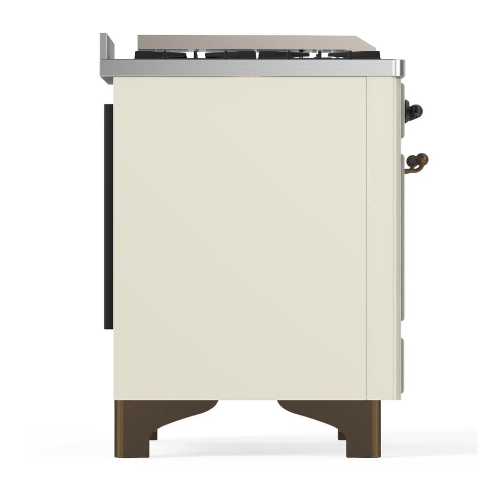 Ilve UM60FQNR3AWB Ilve Um60Fqnr3Awb Majestic Iii 60 Inch Dual Fuel Range With 9 Burners And Griddle, Dual Function Burner Up To 25,000 Btu (Natural Gas, Solid Door, Antique White, Burnished)