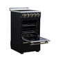 Forno FFSEL605220BLK Forno Pallerano 20 Inch Freestanding Electric Range In Black With Antique Brass, Compact Design