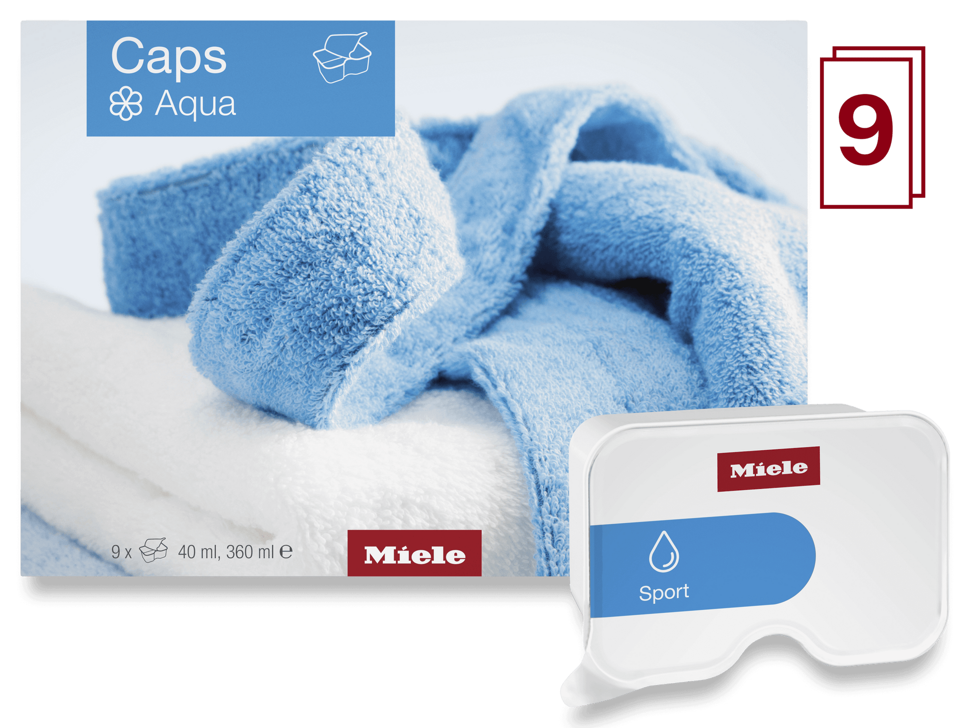 Miele WACSOA0902L Aqua Capsules - 9-Pack Of Fabric Softener For Freshly Scented Laundry. Easyopen.