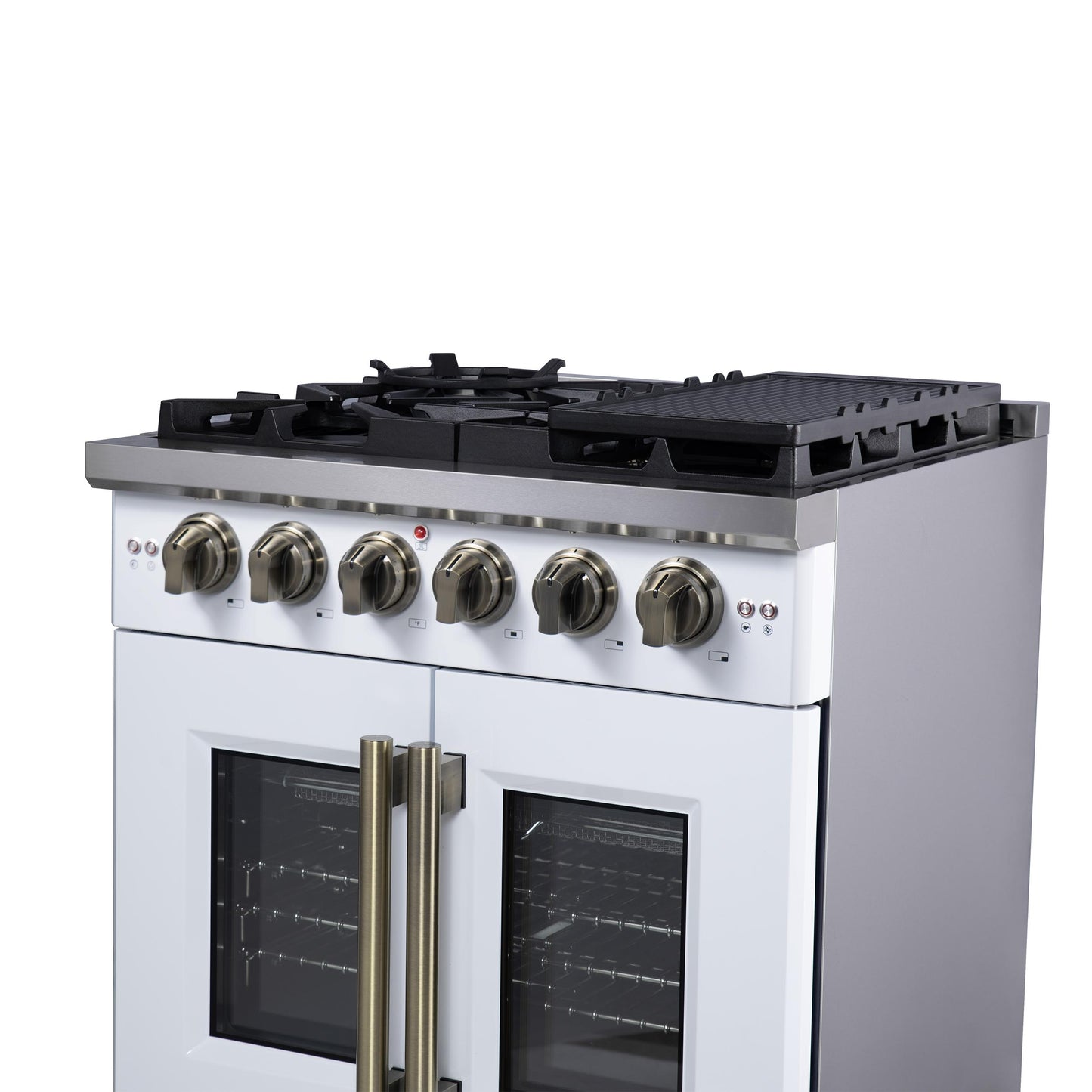 Forno FFSGS646030WHT Forno Capriasca 30-Inch White Freestanding French Door Gas Range, 4 Burners, Convection Oven, Energy Efficient