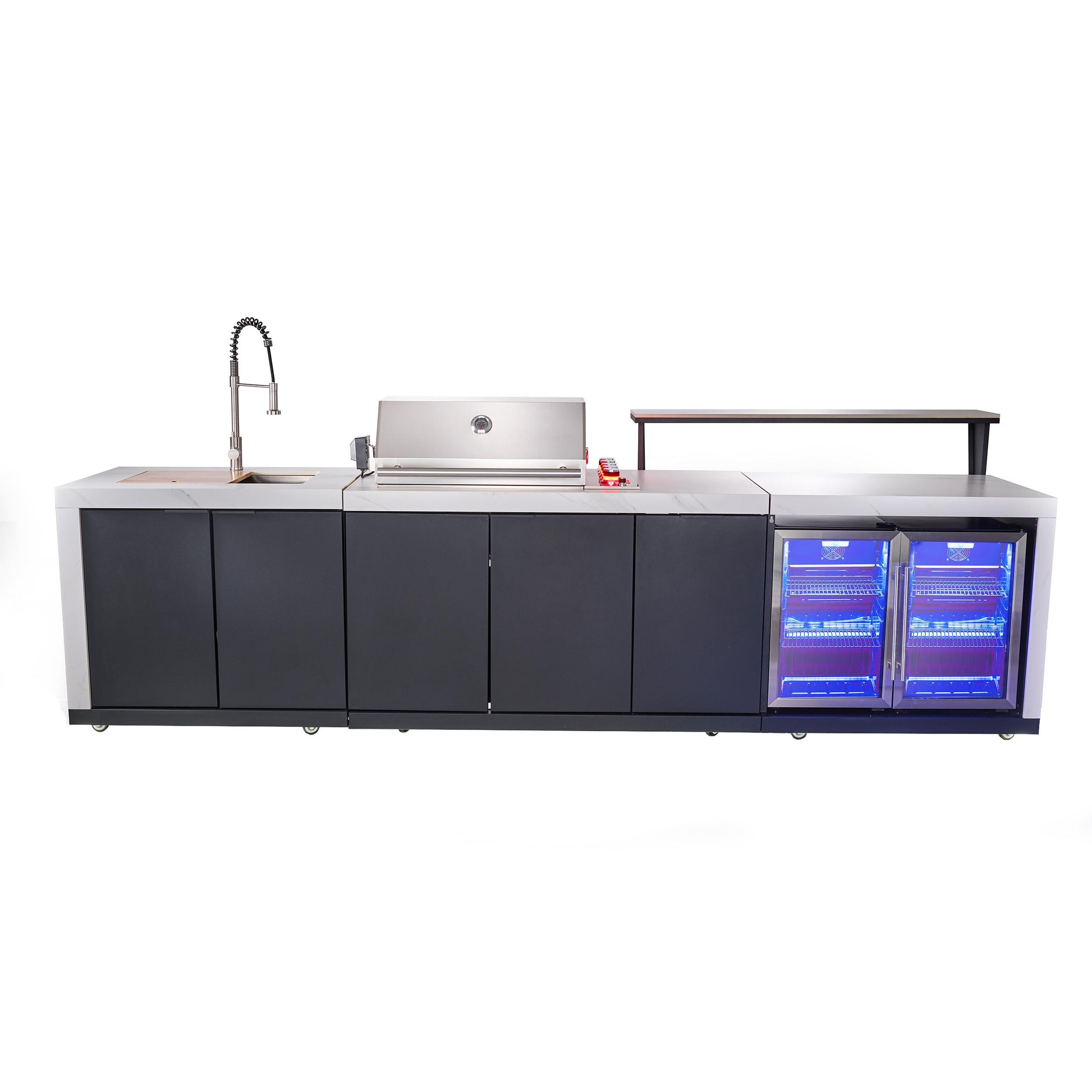 Forno FODKT2575WHT Forno Rimini Outdoor Kitchen: 30" Bbq 62,600 Btu, 4.8 Cu.Ft. Refrigerators, White Countertops