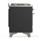 Ilve UMD40FNR3MGC Ilve Umd40Fnr3Mgc Majestic Iii 40 Inch Dual Fuel Range With 6 Burners And Griddle, Dual Function Burner Up To 25,000 Btu (Natural Gas, Triple Glass Door, Graphite Matte, Chrome)