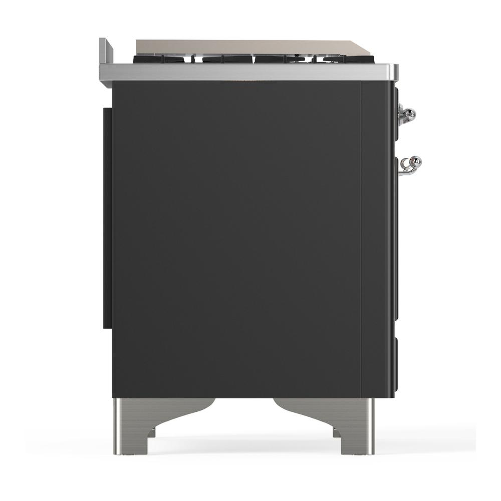 Ilve UMD40FNR3MGC Ilve Umd40Fnr3Mgc Majestic Iii 40 Inch Dual Fuel Range With 6 Burners And Griddle, Dual Function Burner Up To 25,000 Btu (Natural Gas, Triple Glass Door, Graphite Matte, Chrome)