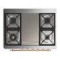 Ilve UM36FQNR3BUGLP Ilve Um36Fqnr3Buglp Majestic Iii 36 Inch Dual Fuel Range With 6 Black Brass Burners And Griddle, Dual Function Burner Up To 25,000 Btu (Solid Door, Burgundy, Brass, Liquid Propane)