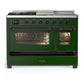 Ilve UM48FSNR3EGBLP Ilve Um48Fsnr3Egblp Majestic Iii 48 Inch Dual Fuel Range With 5 Black Brass Burners, Griddle And French Top, Dual Function Burner Up To 25,000 Btu (Liquid Propane, Triple Glass Door, Emerald Green, Burnished)