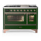 Ilve UM48FNR3EGP Ilve Um48Fnr3Egp Majestic Iii 48 Inch Dual Fuel Range With 8 Burners And Griddle, Dual Function Burner Up To 25,000 Btu (Natural Gas, Triple Glass Door, Emerald Green, Copper)