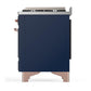 Ilve UMD40FNR3MBPLP Ilve Umd40Fnr3Mbplp Majestic Iii 40 Inch Dual Fuel Range With 6 Burners And Griddle, Dual Function Burner Up To 25,000 Btu (Liquid Propane, Triple Glass Door, Midnight Blue, Copper)