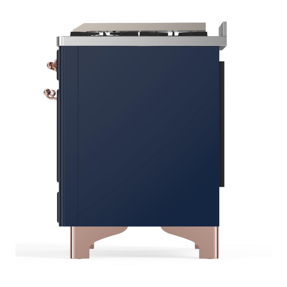 Ilve UMD40FNR3MBPLP Ilve Umd40Fnr3Mbplp Majestic Iii 40 Inch Dual Fuel Range With 6 Burners And Griddle, Dual Function Burner Up To 25,000 Btu (Liquid Propane, Triple Glass Door, Midnight Blue, Copper)