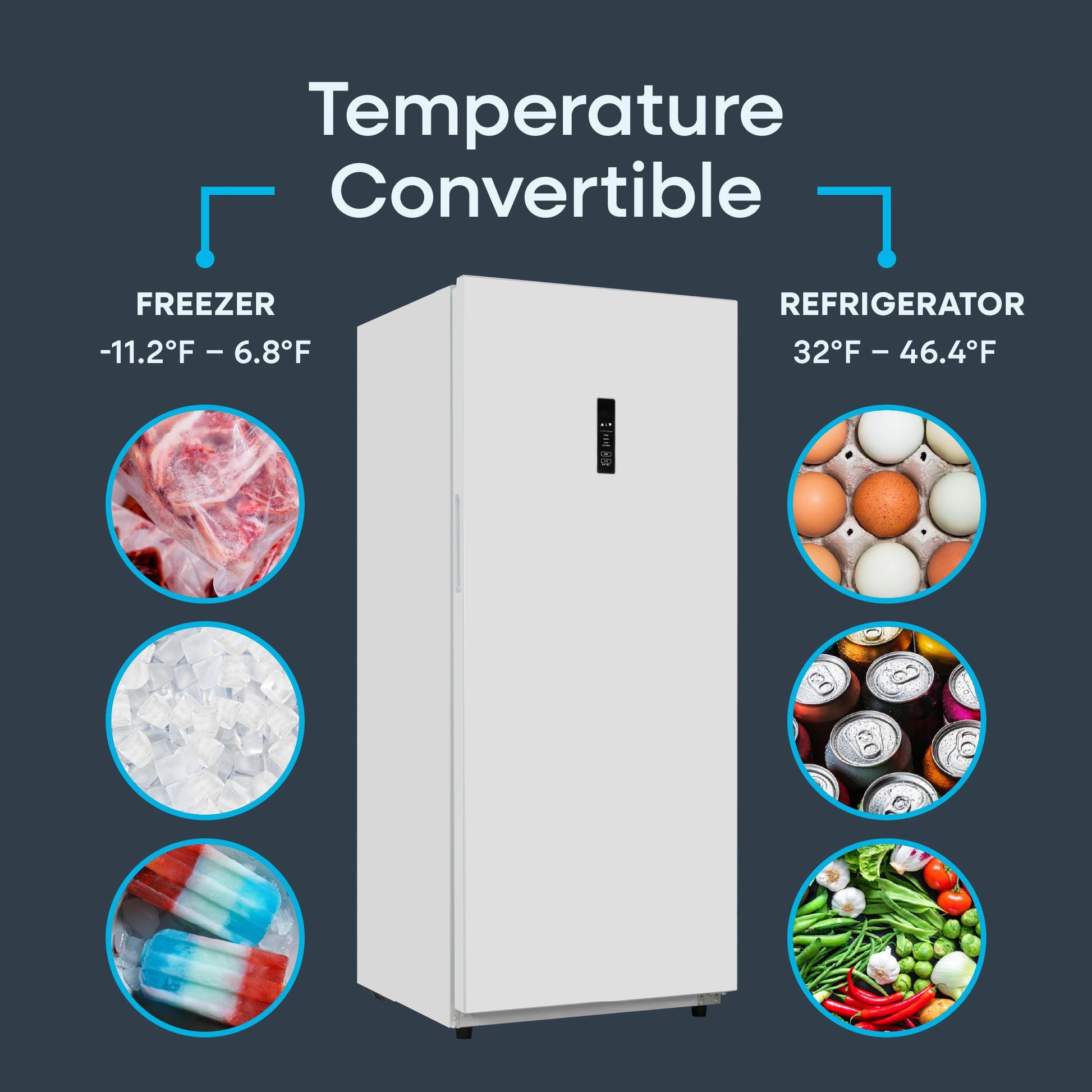Element Appliance EXUF17CEEW Element 17.0 Cu. Ft. Upright Convertible Freezer / Refrigerator - White, Energy Star (Exuf17Ceew)