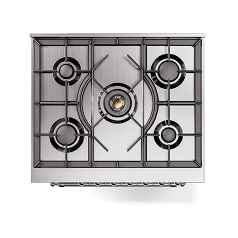 Ilve UN30QNMPAWCLP Ilve Un30Qnmpawclp Nostalgie Ii Noblesse 30" Dual Fuel Range (Liquid Propane, Solid Door, Antique White, Chrome)