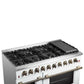 Forno FFSGS624448WHT Forno Galiano 48-Inch Gas Range White & Antique Brass Design, 8 Burners, 107,000 Btu, Griddle, 6.58 Cu.Ft. Double Ovens
