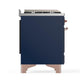 Ilve UMD40FNR3MBP Ilve Umd40Fnr3Mbp Majestic Iii 40 Inch Dual Fuel Range With 6 Burners And Griddle, Dual Function Burner Up To 25,000 Btu (Natural Gas, Triple Glass Door, Midnight Blue, Copper)