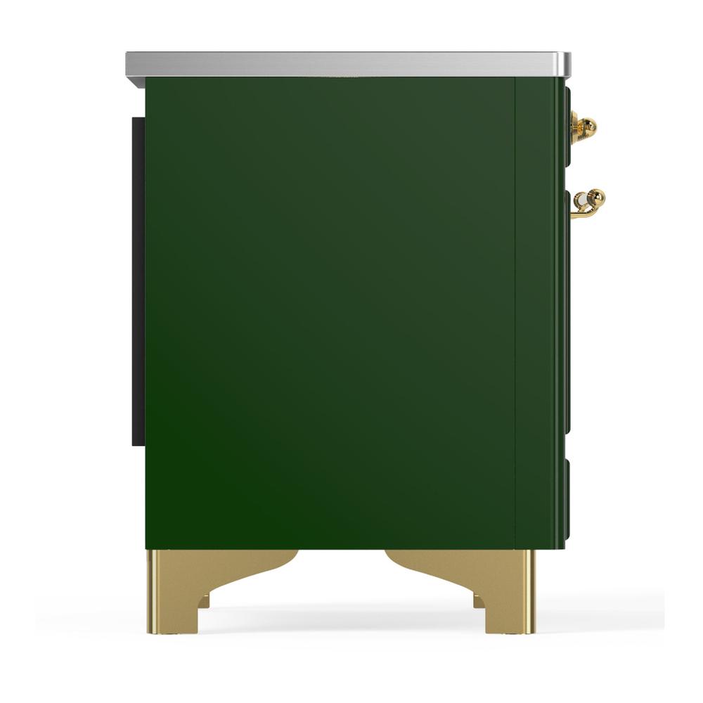 Ilve UMDIB40NR3EGG Ilve Umdib40Nr3Egg Majestic Iii 40 Inch Induction Range With 6 Elements, 3.82 Cu. Ft. Total Oven Capacity (Triple Glass Door, Emerald Green, Brass)