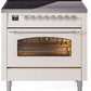 Ilve UPI366NMPAWC Nostalgie Ii 36 Inch Electric Freestanding Range In Antique White With Chrome Trim