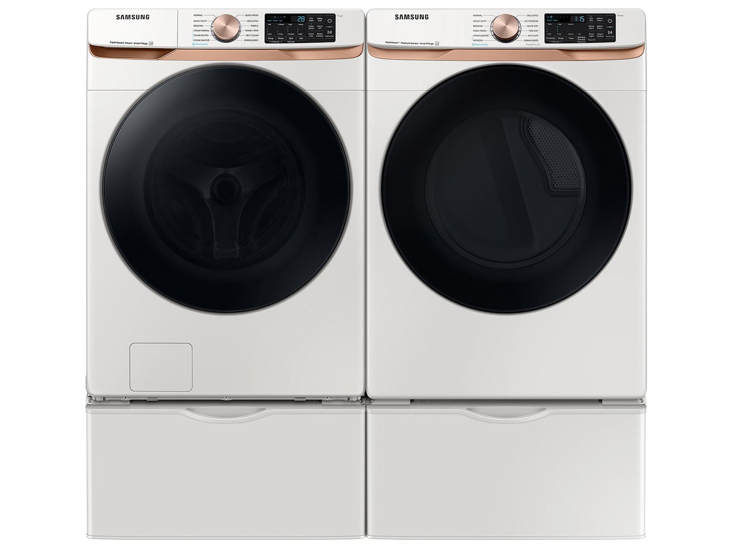 Samsung F1668783209249 Extra Large Capacity Smart Front Load Washer And Electric Dryer Set With Super Speed Wash, Steam Sanitize+, And Sensor Dry In Ivory