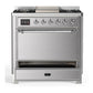 Ilve UM36FQNR3SSC Ilve Um36Fqnr3Ssc Majestic Iii 36 Inch Dual Fuel Range With 6 Black Brass Burners And Griddle, Dual Function Burner Up To 25,000 Btu (Solid Door, Stainless Steel, Chrome, Natural Gas)
