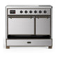 Ilve UMDIB40QNR3SSB Ilve Umdib40Qnr3Ssb Majestic Iii 40 Inch Induction Range With 6 Elements, 3.82 Cu. Ft. Total Oven Capacity (Solid Door, Stainless Steel, Burnished)