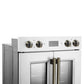 Forno FBOEL134030WHT Forno Asti 30-Inch Double Electric Wall Oven With Upper French Doors In White & Antique Brass, 7.36 Cu. Ft. Dual True Convection, 7,200W, Air Fry, Sous Vide, Self-Clean