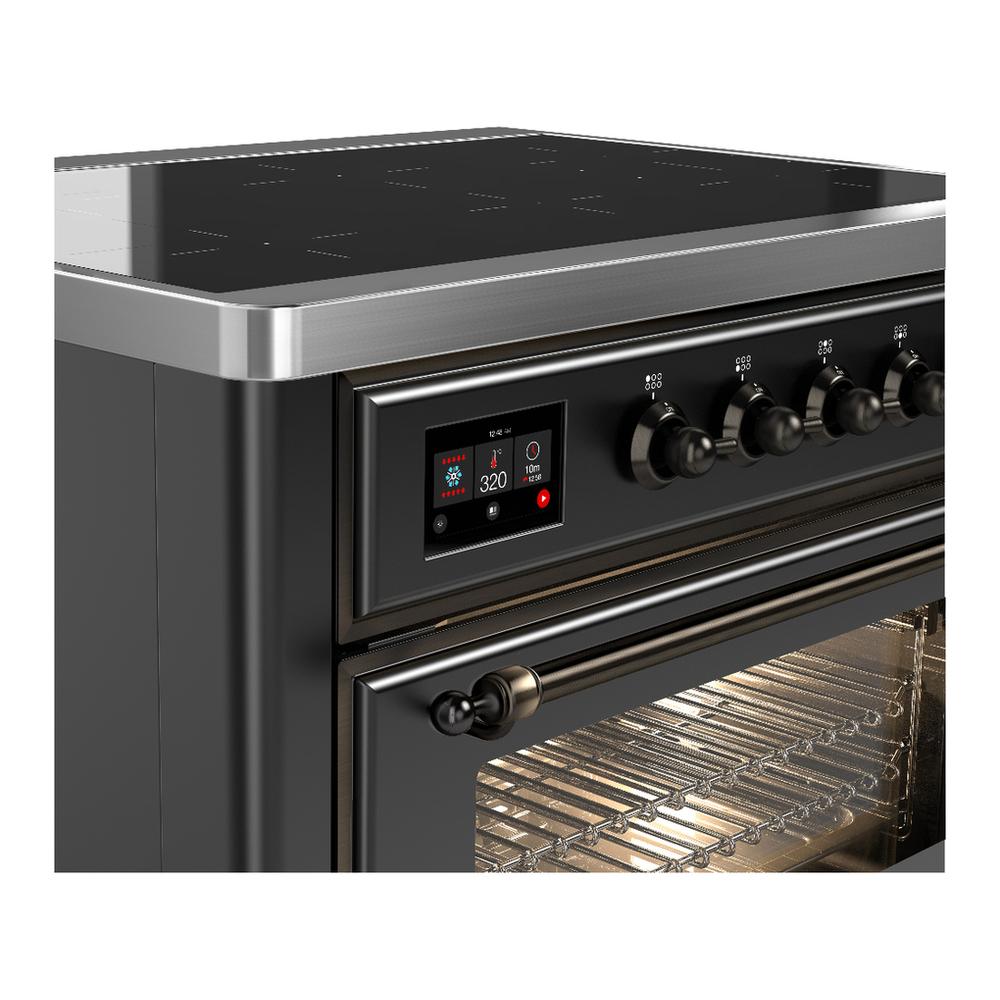 Ilve UMIB36NR3MGB Ilve Umib36Nr3Mgb Majestic Iii 36 Inch Induction Range With 6 Elements, 3.5 Cu. Ft. Total Oven Capacity (Triple Glass Door, Graphite Matte, Burnished)