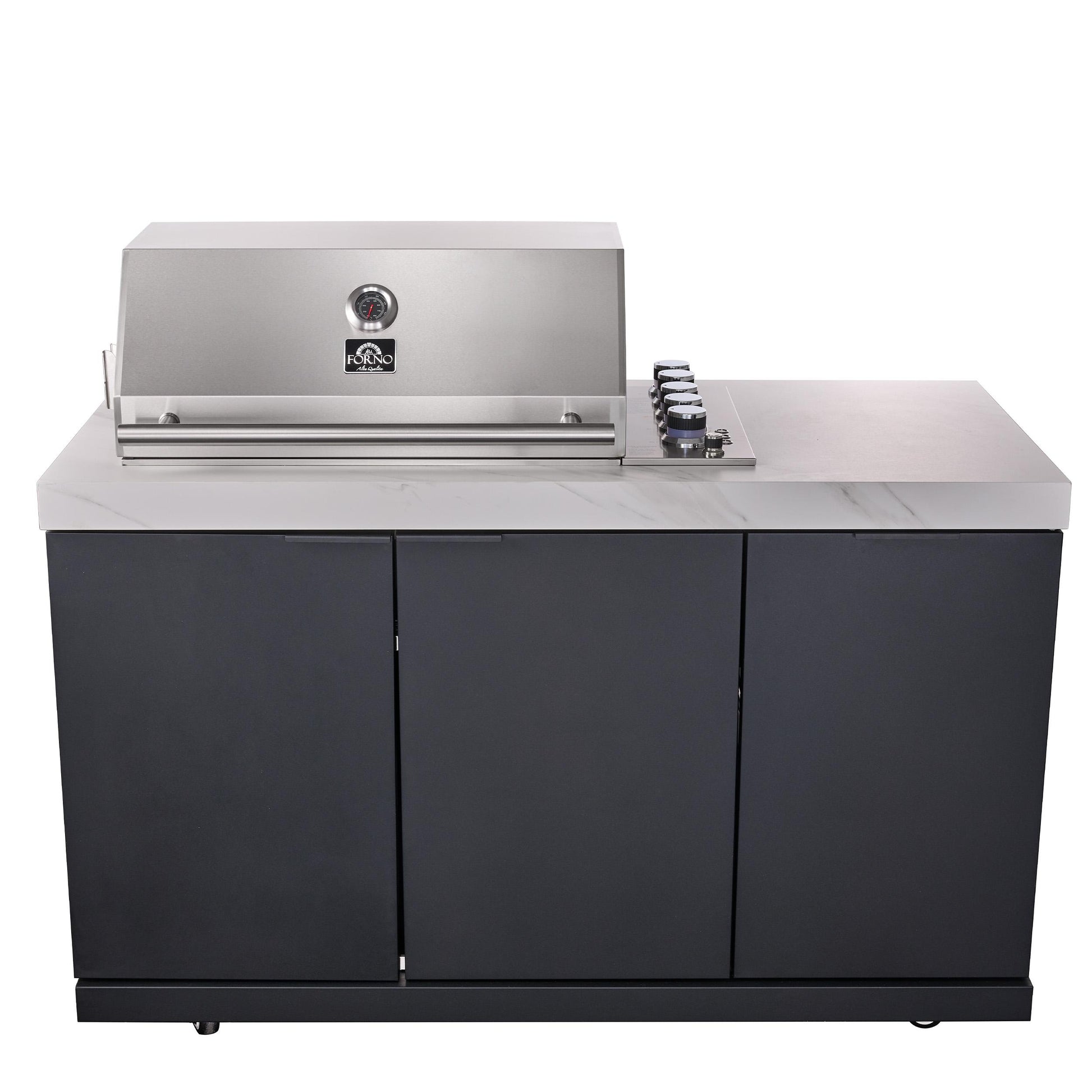 Forno FODKT2575WHT Forno Rimini Outdoor Kitchen: 30" Bbq 62,600 Btu, 4.8 Cu.Ft. Refrigerators, White Countertops