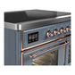 Ilve UMDIB40NR3BGP Ilve Umdib40Nr3Bgp Majestic Iii 40 Inch Induction Range With 6 Elements, 3.82 Cu. Ft. Total Oven Capacity (Triple Glass Door, Blue Grey, Copper)