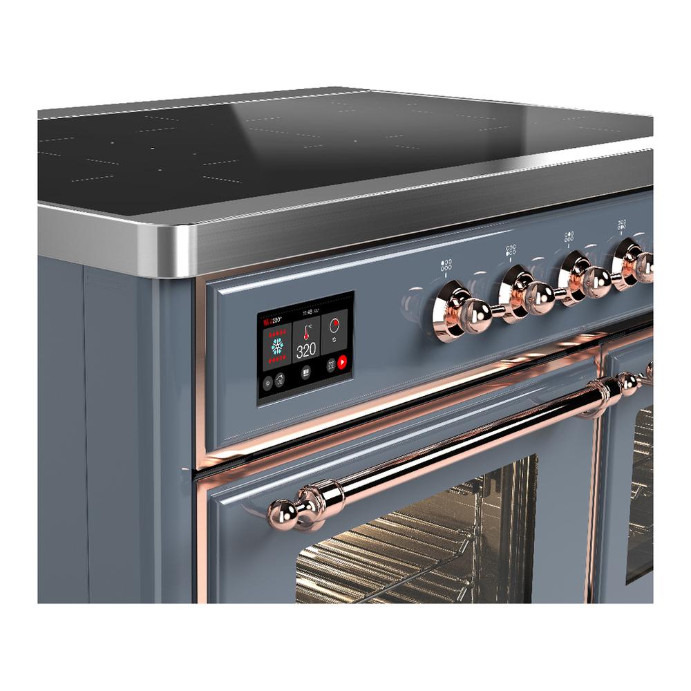 Ilve UMDIB40NR3BGP Ilve Umdib40Nr3Bgp Majestic Iii 40 Inch Induction Range With 6 Elements, 3.82 Cu. Ft. Total Oven Capacity (Triple Glass Door, Blue Grey, Copper)