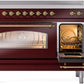 Ilve UPI486NMPBUG Nostalgie Ii 48 Inch Electric Freestanding Range In Burgundy With Brass Trim