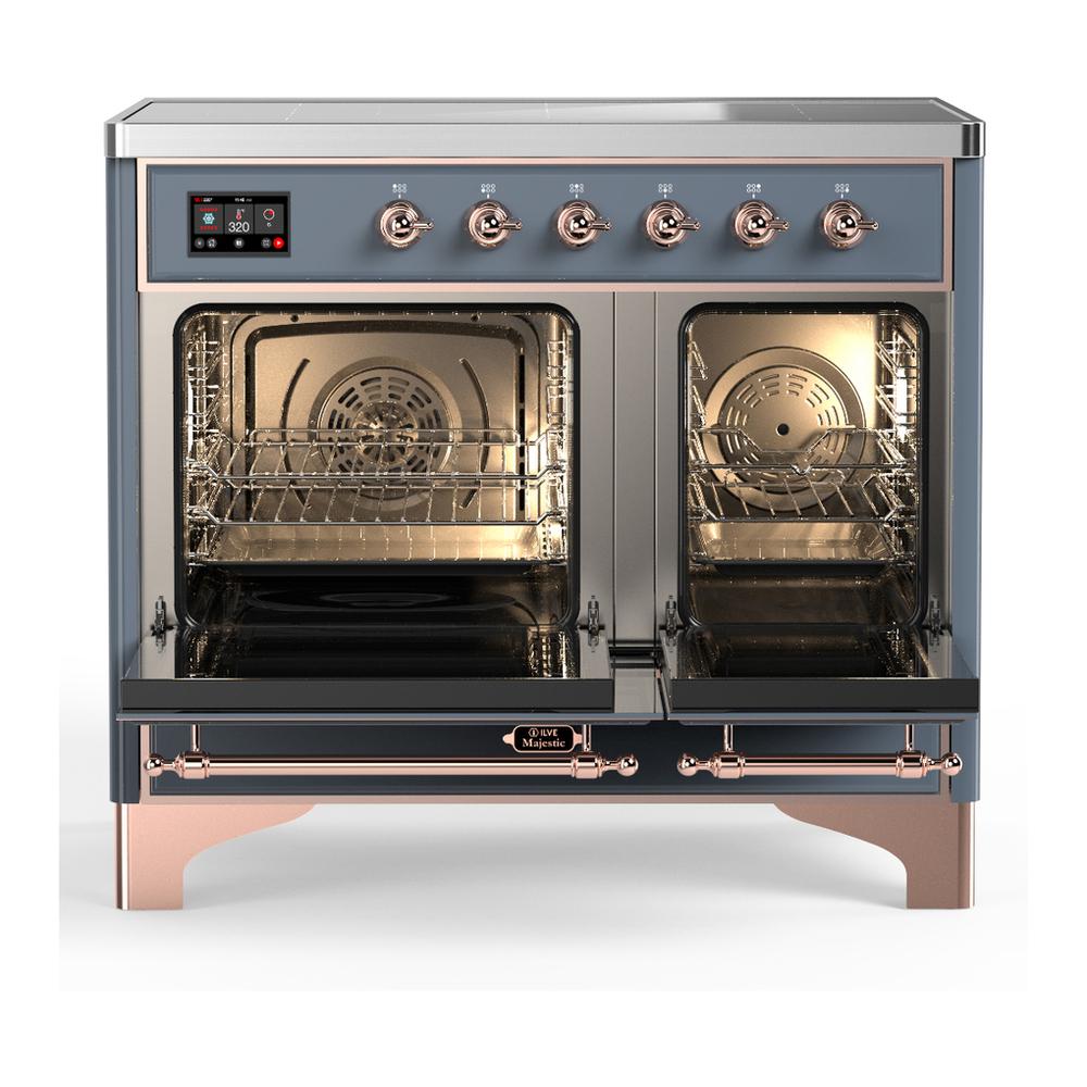 Ilve UMDIB40NR3BGP Ilve Umdib40Nr3Bgp Majestic Iii 40 Inch Induction Range With 6 Elements, 3.82 Cu. Ft. Total Oven Capacity (Triple Glass Door, Blue Grey, Copper)