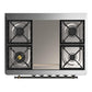 Ilve UM36FNR3MGB Ilve Um36Fnr3Mgb Majestic Iii 36 Inch Dual Fuel Range With 6 Black Brass Burners And Griddle, Dual Function Burner Up To 25,000 Btu (Triple Glass Door, Graphite Matte, Burnished, Natural Gas)