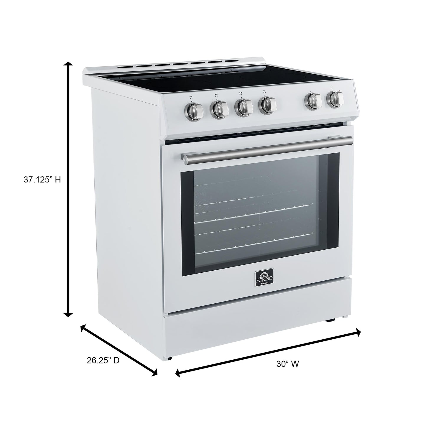 Forno FFSIN098230WHT Forno Leonardo Espresso 30-Inch Slide-In White Induction Range, Convection Oven, 5 Cooking Zones, Touch Control Panel