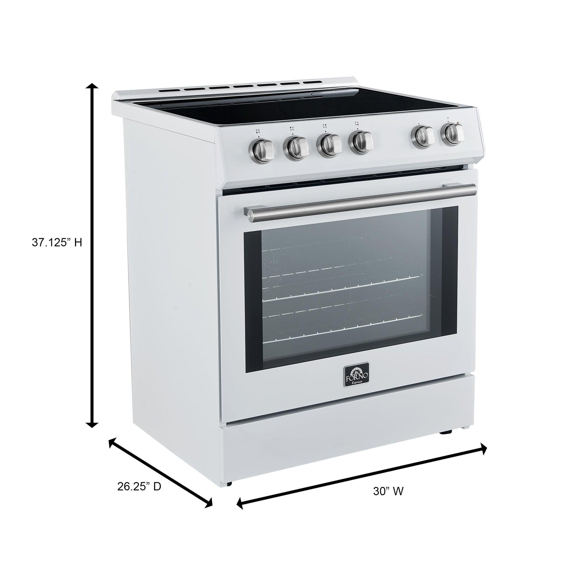 Forno FFSIN098230WHT Forno Leonardo Espresso 30-Inch Slide-In White Induction Range, Convection Oven, 5 Cooking Zones, Touch Control Panel