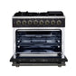 Forno FFSGS612536BLK Forno Massimo 36 Inch Freestanding Dual Fuel Range In Black With Antique Brass Accessories, 6 Burners, 5.36 Cu. Ft. Convection Oven