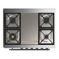 Ilve UM36FNR3EGBLP Ilve Um36Fnr3Egblp Majestic Iii 36 Inch Dual Fuel Range With 6 Black Brass Burners And Griddle, Dual Function Burner Up To 25,000 Btu (Triple Glass Door, Emerald Green, Burnished, Liquid Propane)