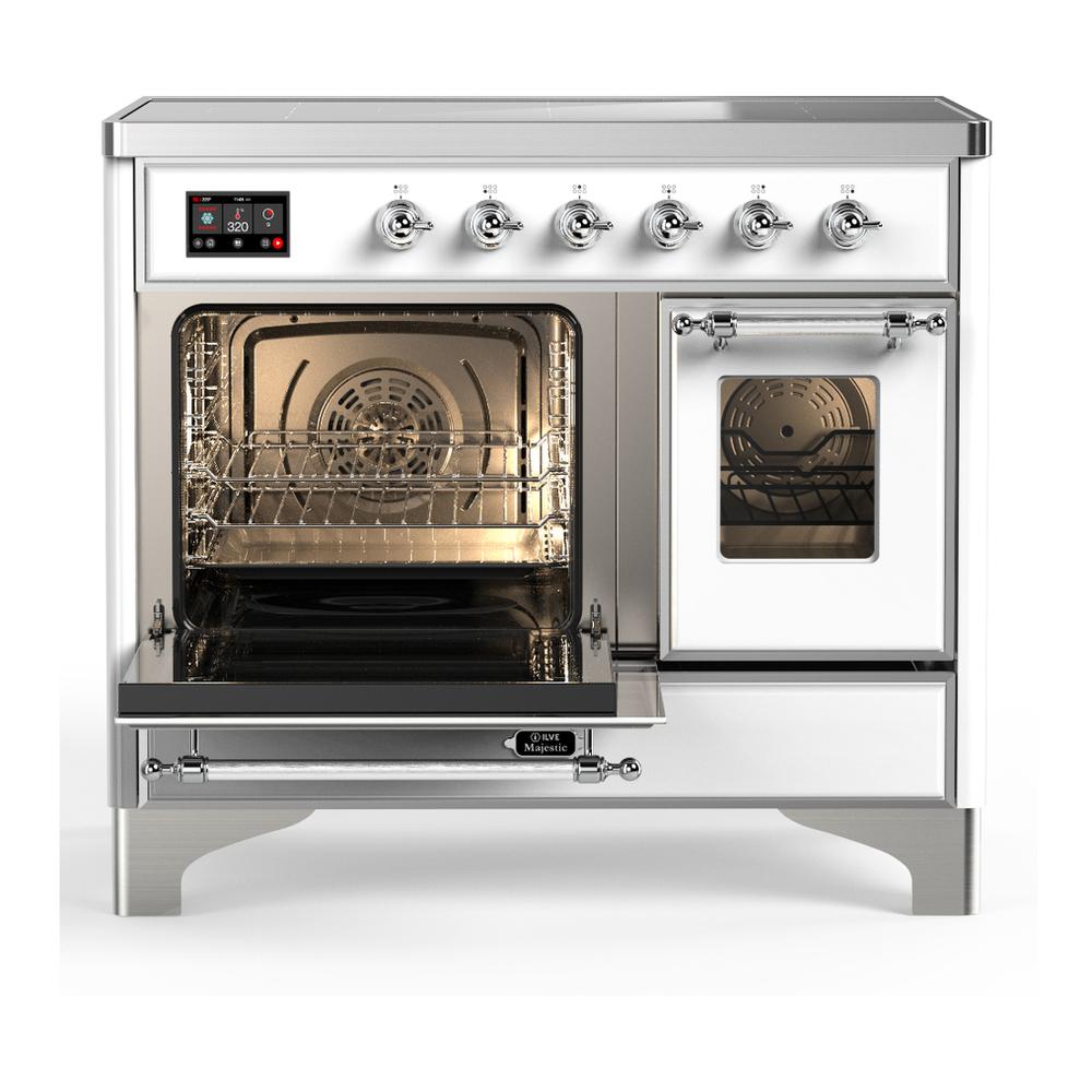 Ilve UMDIB40NR3WHC Ilve Umdib40Nr3Whc Majestic Iii 40 Inch Induction Range With 6 Elements, 3.82 Cu. Ft. Total Oven Capacity (Triple Glass Door, White, Chrome)
