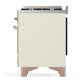Ilve UM60FNR3AWPLP Ilve Um60Fnr3Awplp Majestic Iii 60 Inch Dual Fuel Range With 9 Burners And Griddle, Dual Function Burner Up To 25,000 Btu (Liquid Propane, Triple Glass Door, Antique White, Copper)